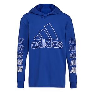 🩵Adidas Boy’s Hooded Long Sleeve Graphic Tee - Size Small
